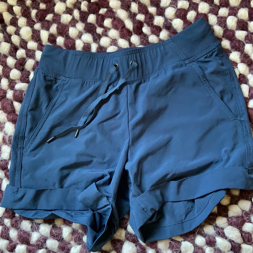 Blue track shorts
